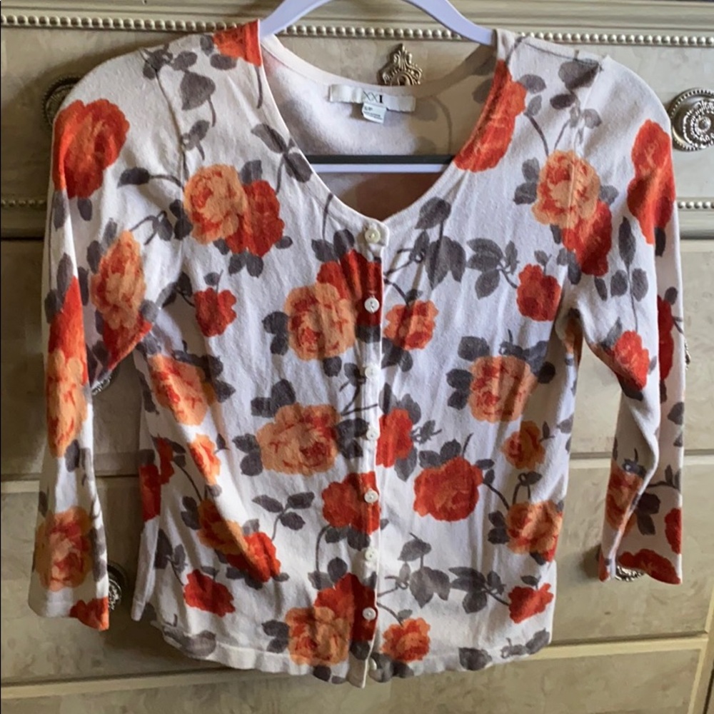 Orange florals cardigan